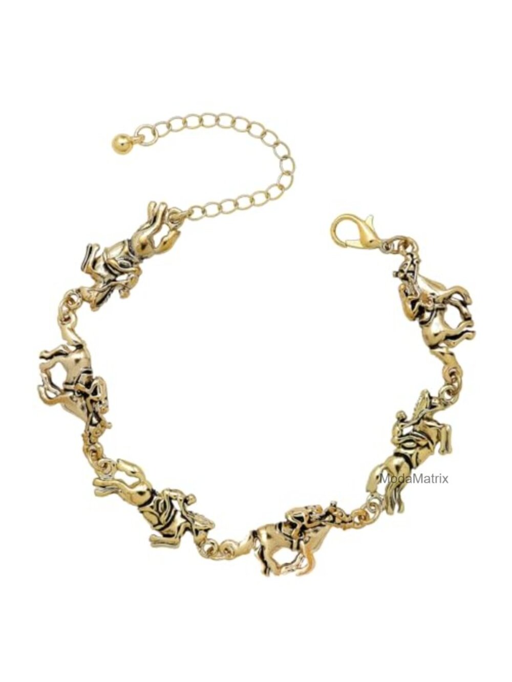 Vintage Horse Racing Charms Cuff Bracelet - Derby Jewelry for Women